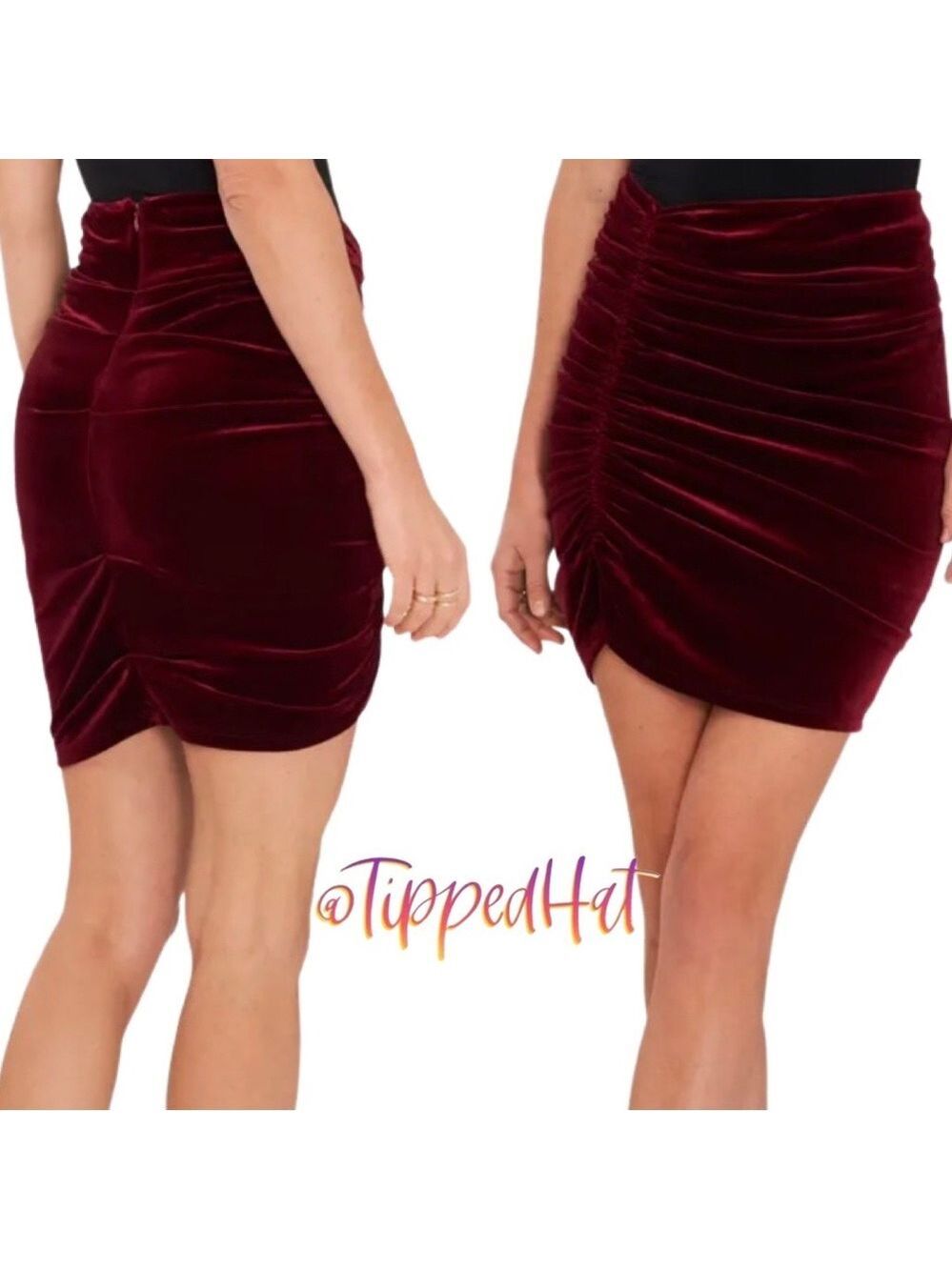 1. State Ruched Velvet Bodycon Skirt NWT $89